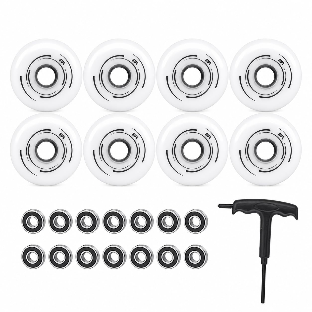 Roues de Inline Skate 72mm 76mm 80mm Lot de 8, Roues PU 85A à Haut Rebond, Résistantes à l’Usure, Antidérapantes, Forte Adhérence pour Entraînement Indoor et Fitness Outdoor (76mm)