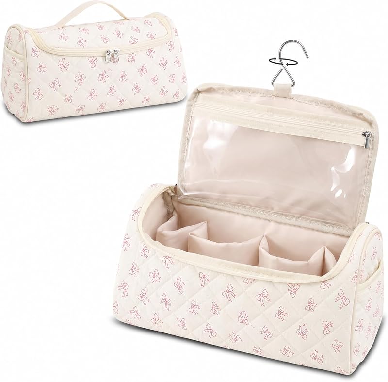 Estojo de viagem GISMTR para ferramentas de cabelo, bolsa de algodão com gancho, Bow E - Pink, 1 unidade