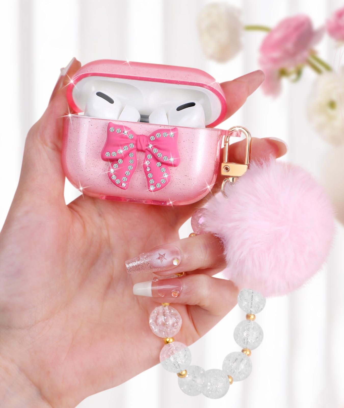 Boaretiu for Airpods Pro 2nd Generation/for Airpods Pro Case for Women Girls Girly - Cute Kawaii with Keychain Girlish Stylish Cover Shell for Air Pod