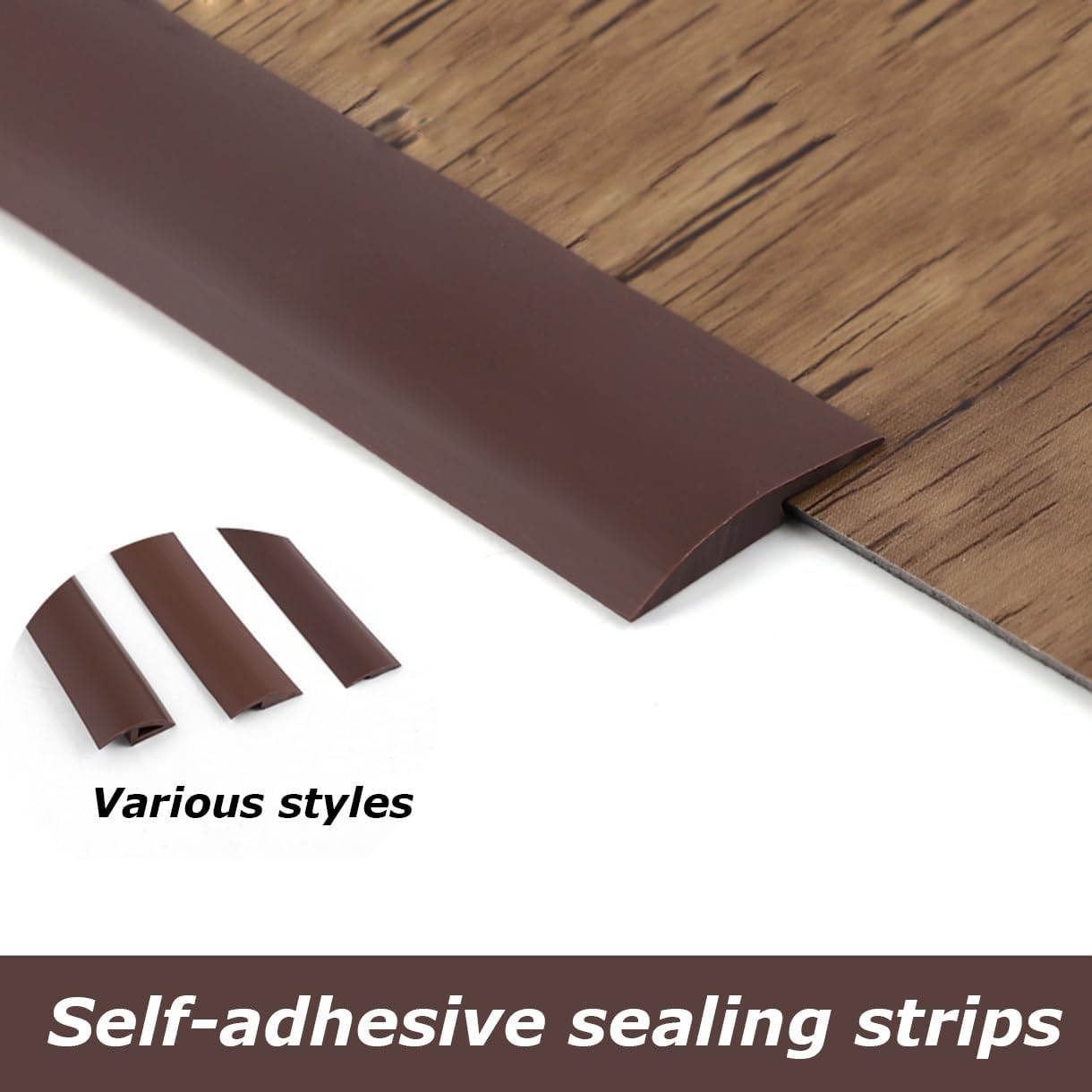 100CM Laminate Flooring Threshold Transition Strip, Door Strip Threshold Strip, Self Adhesive PVC Vinyl Flooring Edge Trim, Tile to Laminate Floor Transition Strip(Light Brown,3mm)