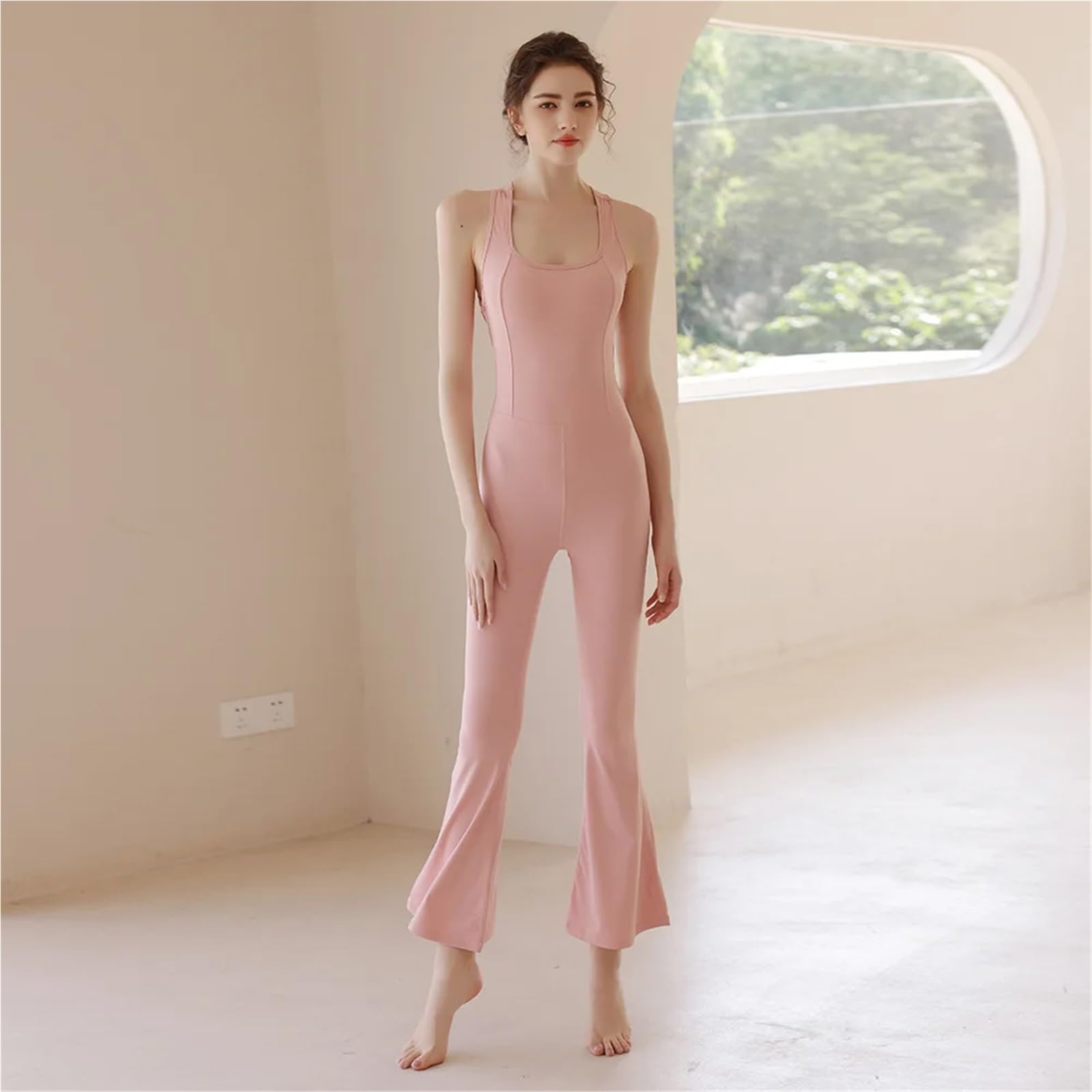 Damen Yoga Einteiler Einteilige Damen-Yoga-Overalls, Schlaghosen, Sportanzüge mit Brustpolstern, Fitnessstudio-Outfits, Trainingssets, Fitnessbekleidung, Sportkleidung