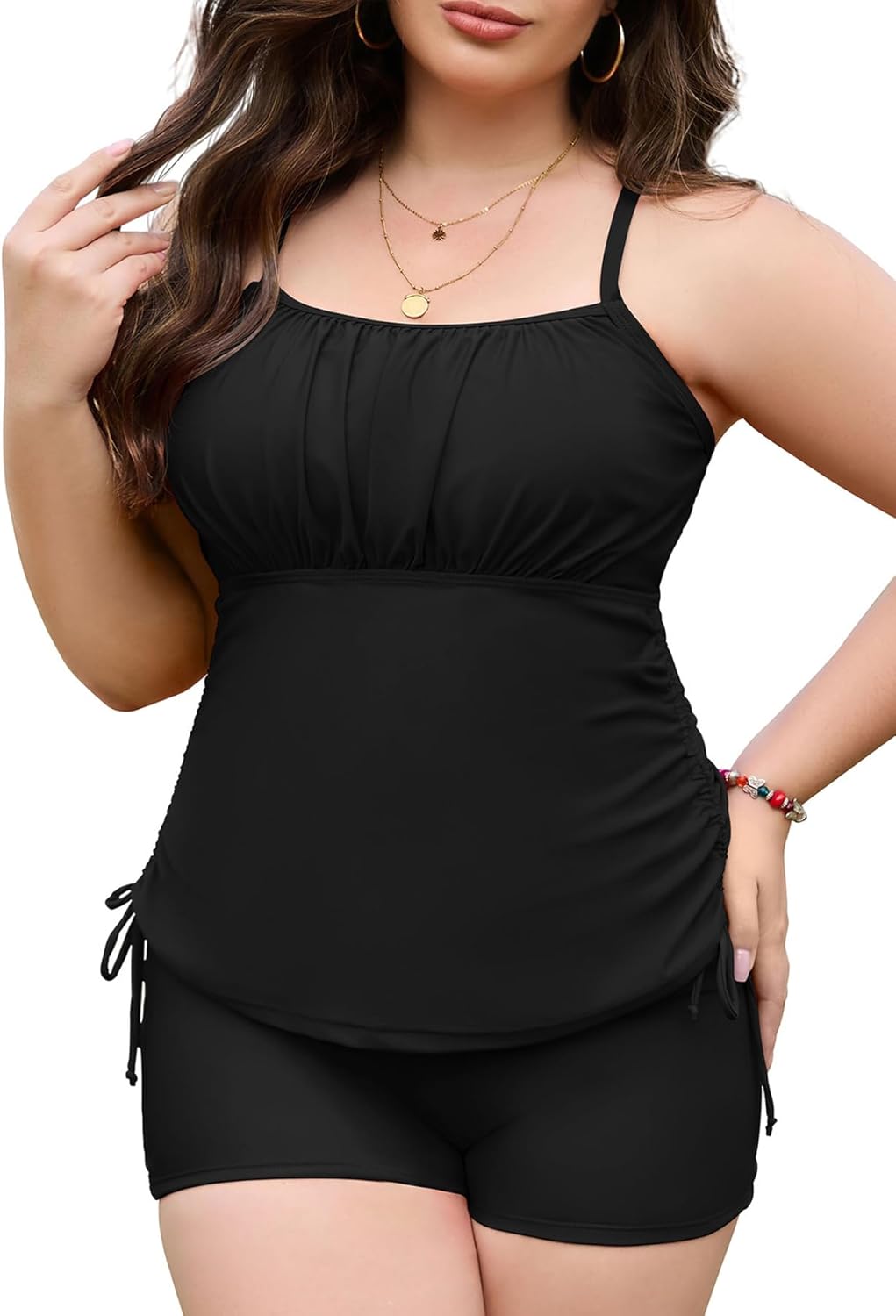 Zando Womens Plus Size Tankini Swimsuits Two Piece Swim Bathing Suit for Women Tummy Control Swimsuit Top with Shorts 2025