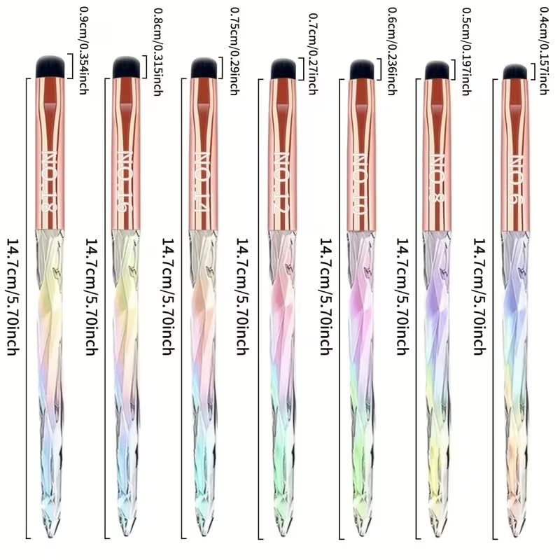 French Tip Brush for Nails, Size 6, Professional Clean Up Brush for Gel Nail Polish, Precision Manicure Brush with Iridescent Handle