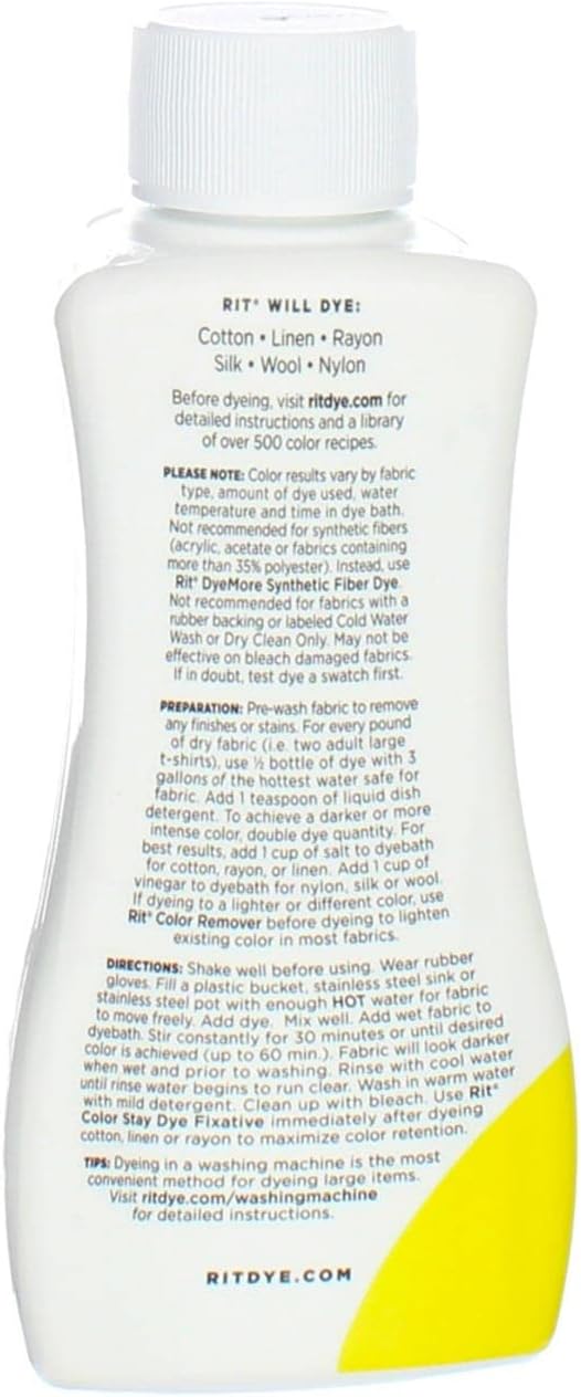 Rit Dyes Lemon Yellow Liquid 8 oz. Bottle [Pack of 4 ]