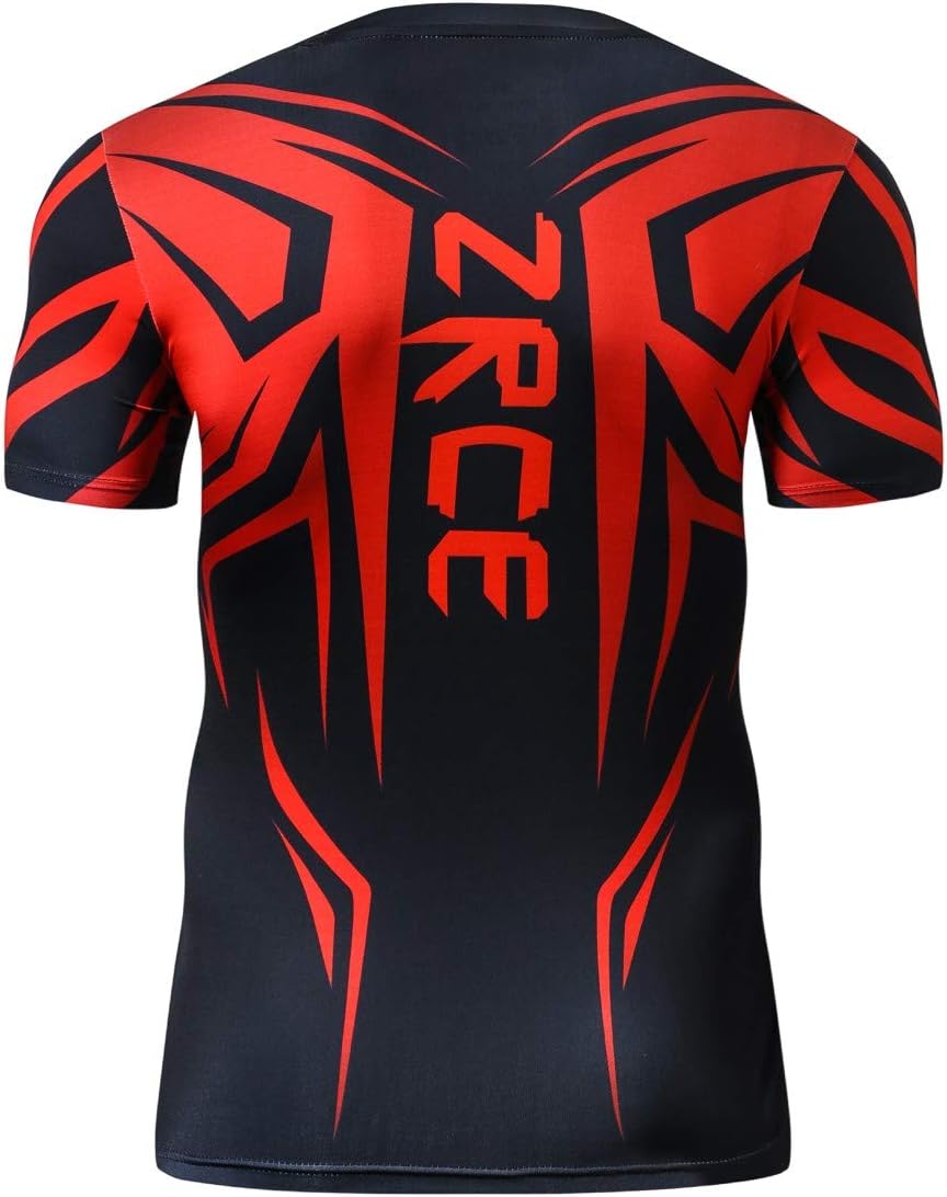 Red Plume Cool Dry Compression Baselayer Short Sleeve T-Shirt Athletic Compression Baselayer Sports Fitness T-Shirt