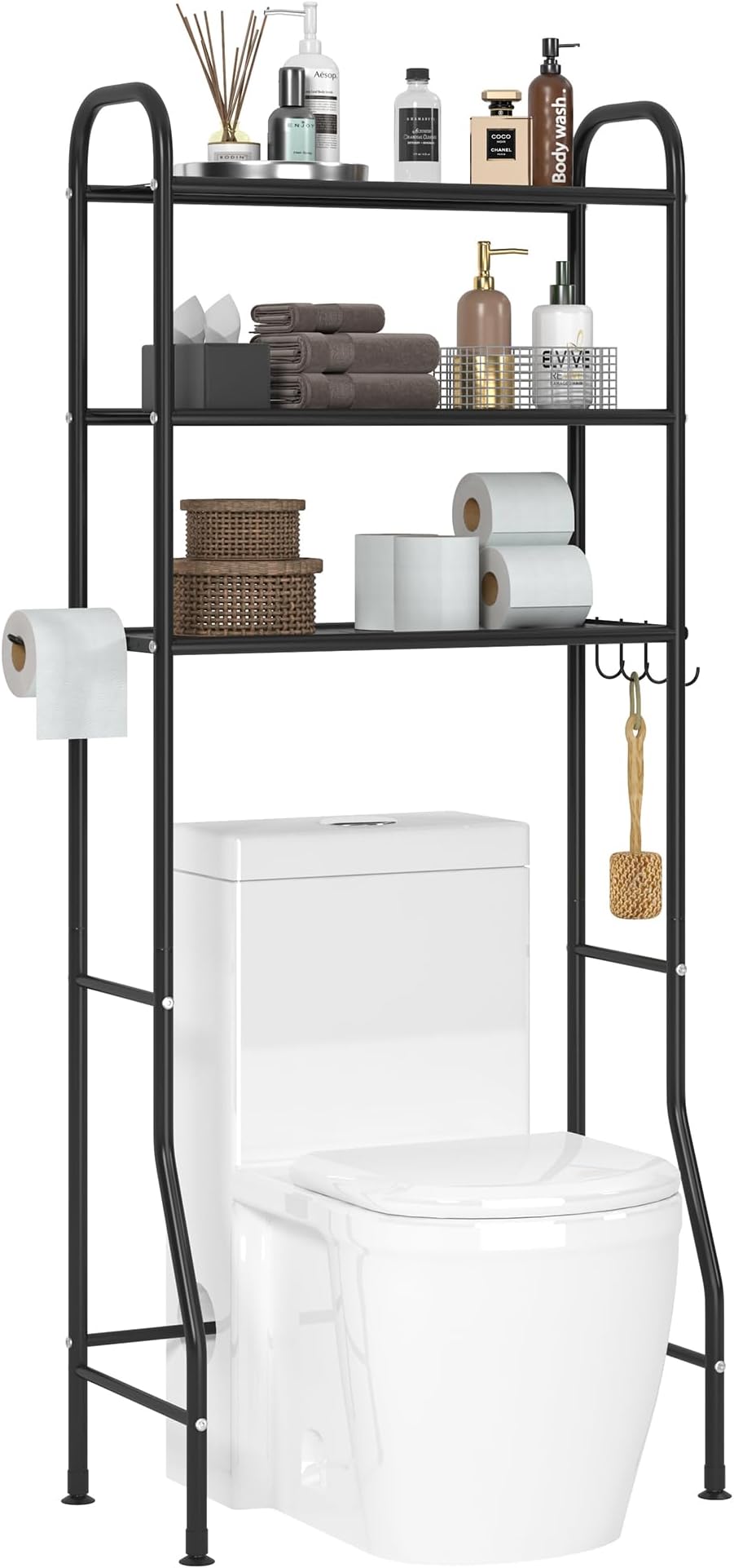 Amazon.com: Simple Trending 3 Tier Over The Toilet Rack, Shelf Bathroom ...
