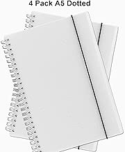 4 Pack A5 Dotted Spiral Notebook, Transparent Hardcover, 100 gsm Thick Dot Grid Paper 320 Sheets, 5.74x8.34 inch, A5 Size Dotted - coolthings.us