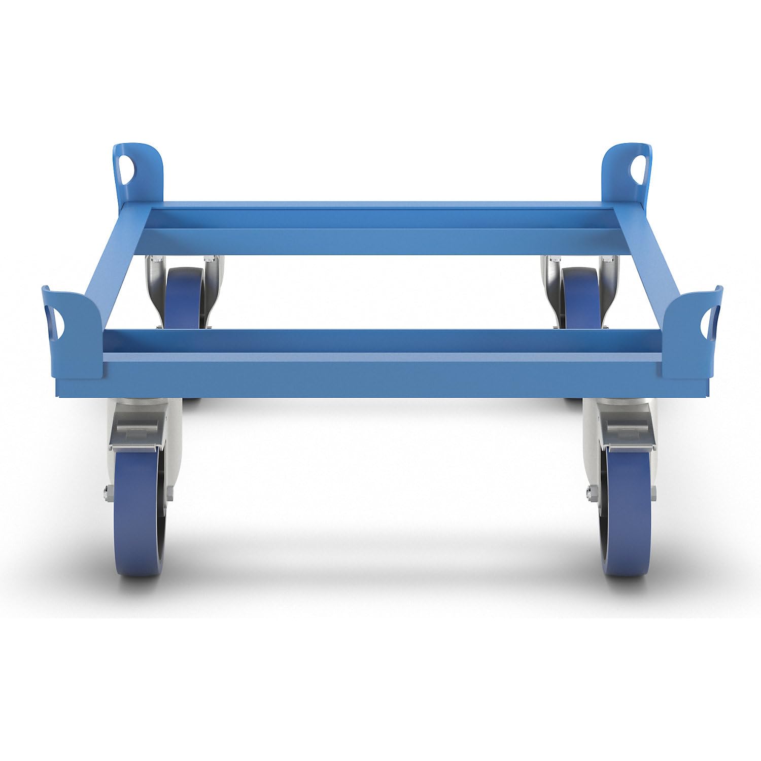 Eurokraft Pro Stahl-Fahrgestell Für Europaletten – 500 Kg Tragfähigkeit, Ladehöhe 280 Mm, Blau (RAL 5012) – Mit Lenkrollen & Doppelstopp