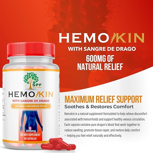 Miniatura 2 de HEMOKIN con Sangre de Drago - Suplemento para aliviar las hemorroides y fisuras, ayuda con picazón, hinchazón, alivio del dolor (60 cápsulas) (1)