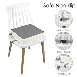 Booster Seat for Kitchen Chair - PU Waterproof Toddler Booster for Dining Table, Portable Travel Increasing Cushion for Kid (Grey)