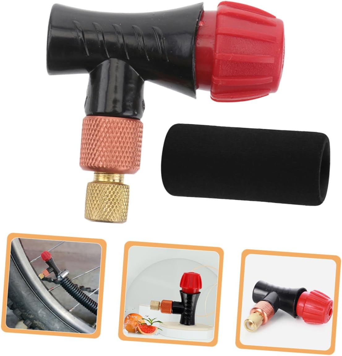 Bicycle Tire Inflator Co2 Pump with Black Sponge Sleeve, Lightweight Portable Co2 Inflator for Road and Mountain Bikes, 2pcs Set for Cycling Air Inflation