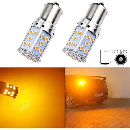 Amazon Com 1797 S25 1156 Ba15s P21w Led Bulb Amber Yellow Turn Signal Lights No Anti Hyper Flash Front Rear Lamps Wedge Bulbs Replacement Error Free Super Bright 3030smd 12v 21w 180 Pack