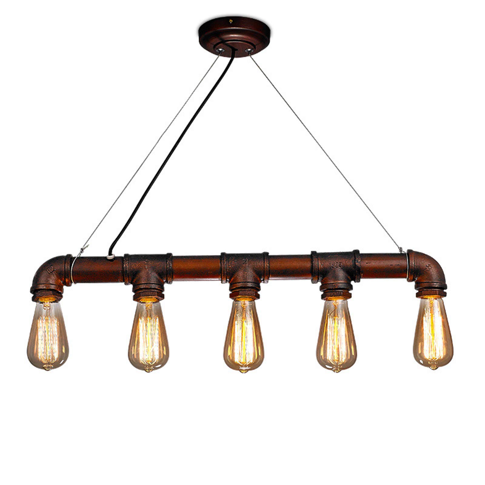 Plafonnier vintage pipe à eau 5 lampes E27 en métal pour décoration - 8