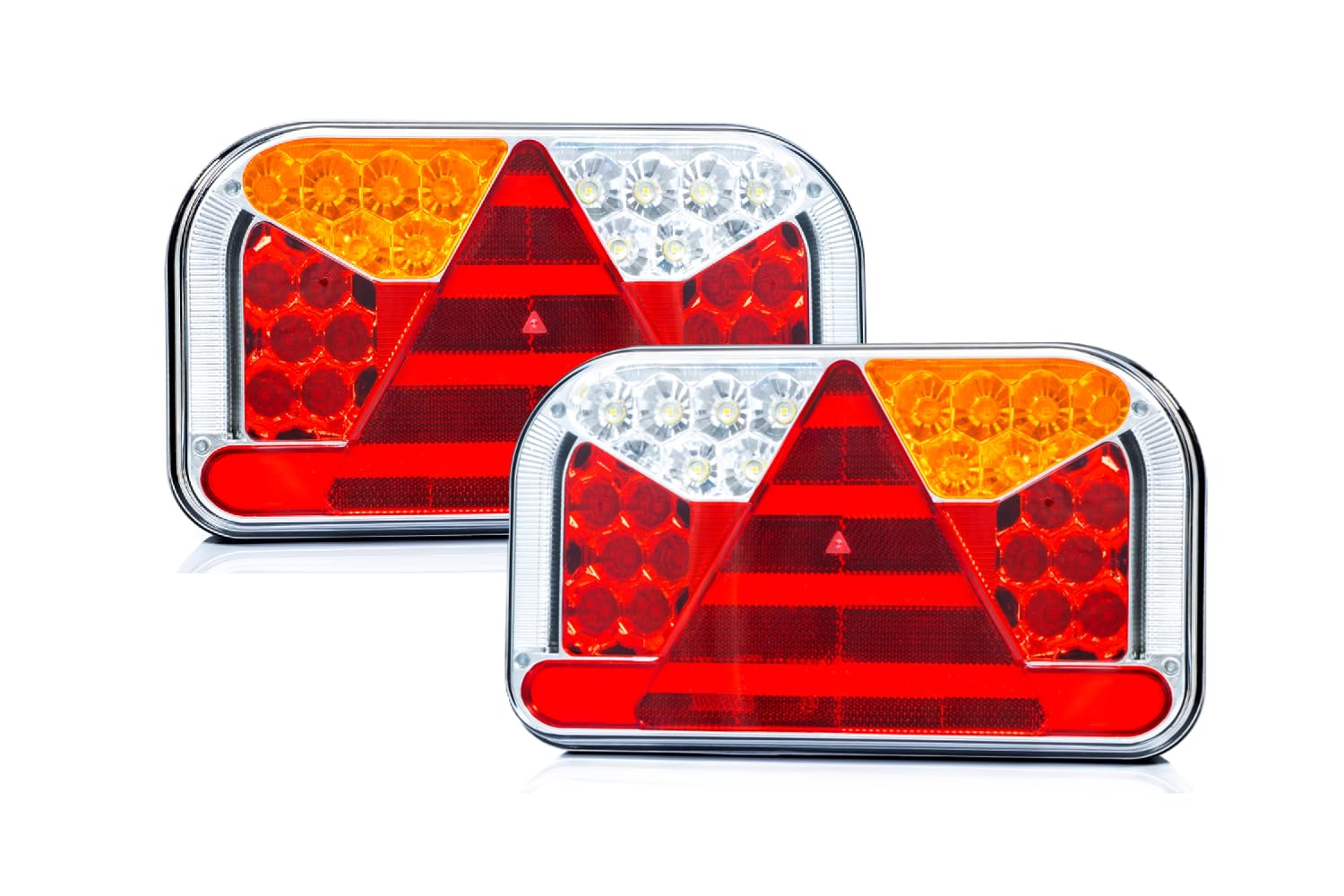 UNITRAILER FRISTOM LED Rueckleuchten Set FT-170 links und rechts 7 Funktionen 12 bis 36 V IP68 5 Pin Bajonett mit E9 EMV fuer Anhaenger Pritschenanhaenger Sattelauflieger und Lkw 240 x 140 mm