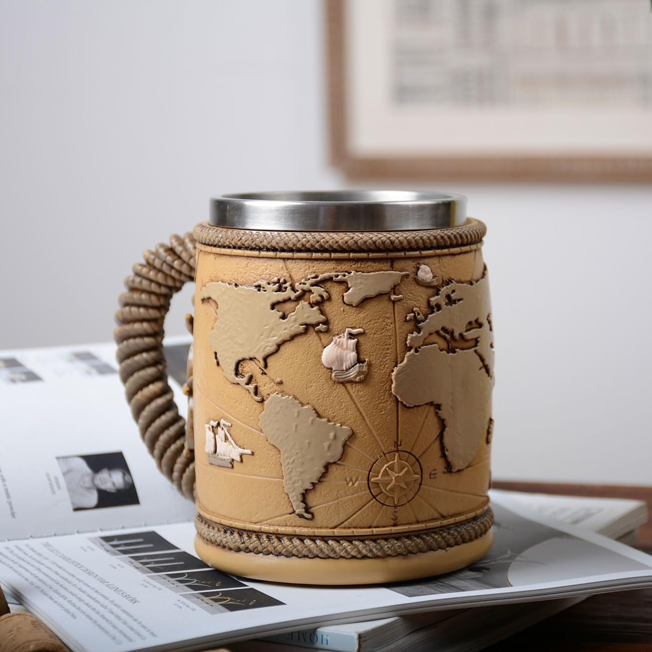 HAUCOZE Taza de Cerveza Jarra de Cervez con Acero Inoxidable Taza, Regalo de Oktoberfest y Cumpleaños para Hombres Padre Esposo 450ml