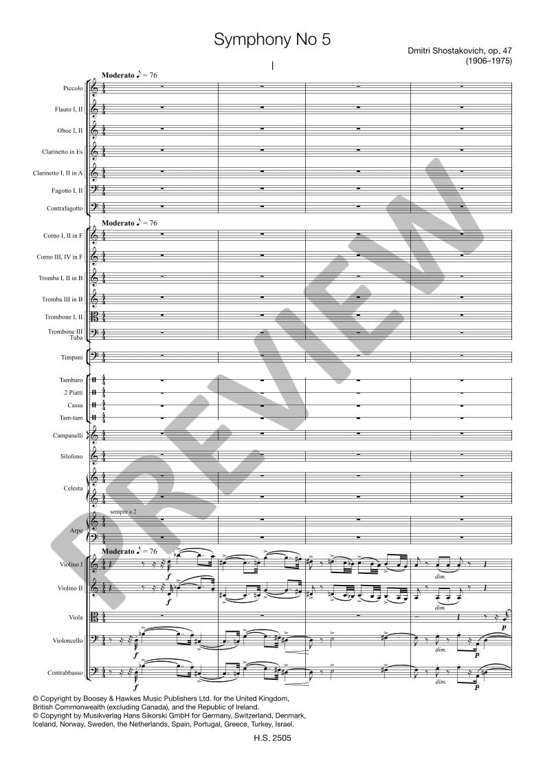 Shostakovich: Symphony No. 5 Op. 47 D Minor, Revised Large Edition Study Score: op. 47. Orchester. Studienpartitur.