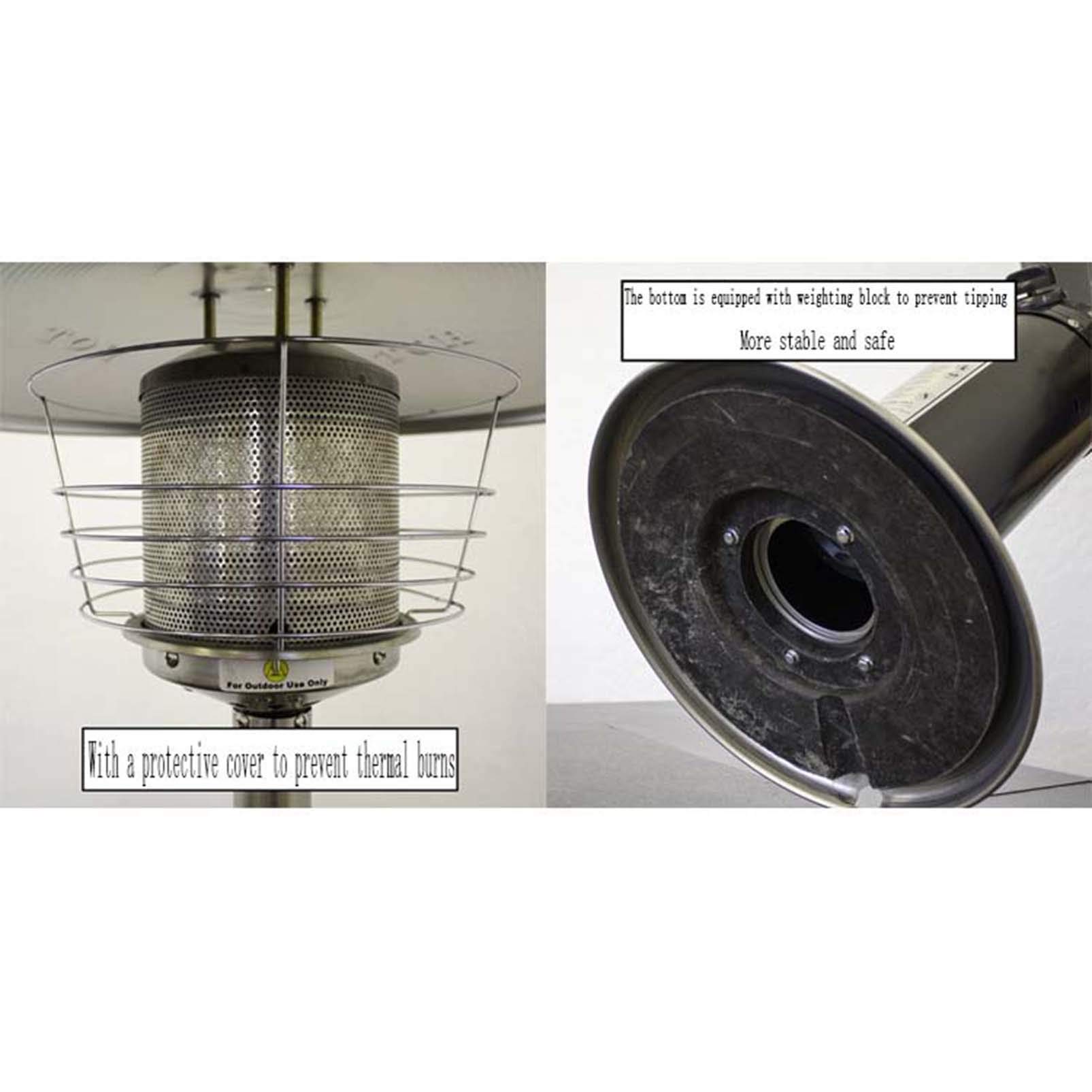 Stufa a gas da tavolo in acciaio inox, a basso consumo energetico, propano o butano, ideale per gazebo, giardino, campeggio, esterni, soluzione di riscaldamento efficiente