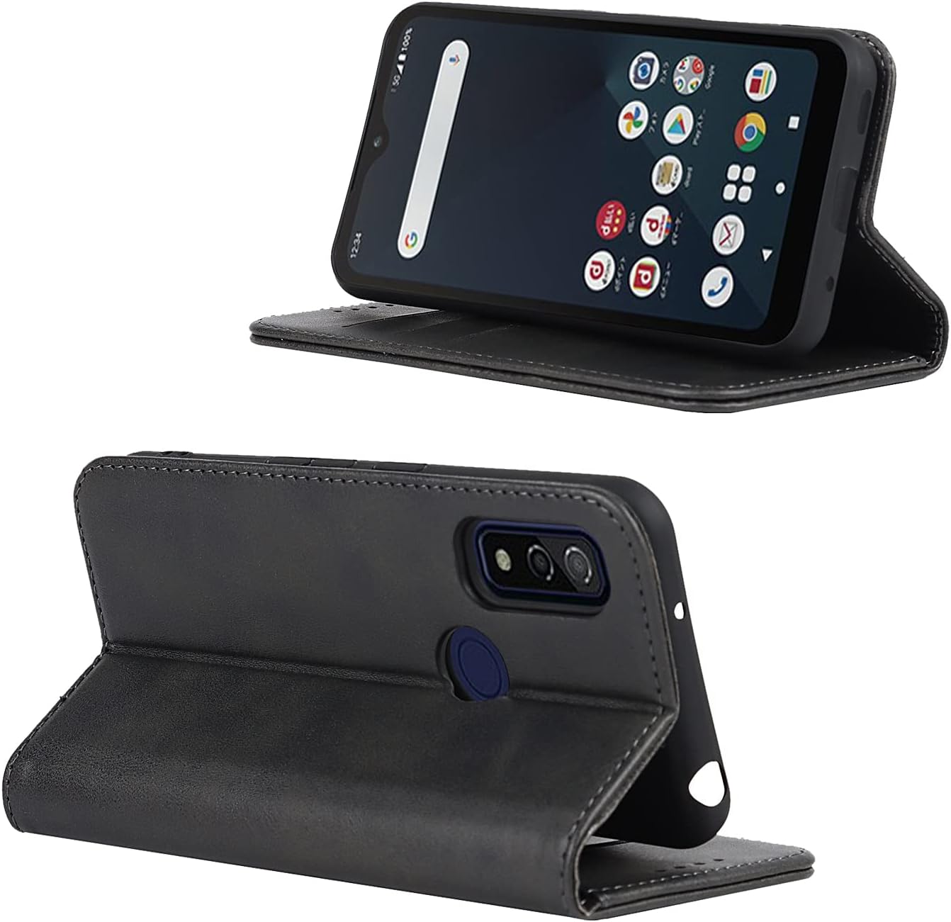 Arrows We ケース 手帳型 F-51B docomo FCG01 au SoftBank A101FC 全対応 Fujitsu用 富士通に適用 ArrowsWe ケース 手帳型ケース F51B ケース アローズWE ケース カバー アローズ WE F-51B ケース FCG01 手帳ケース 携帯ケース case 適用 【iCoverCase】 合成皮革 内蔵マグネット 手帳型 スマホケース 携帯カバー カード入れ スタンド機能 落ち着いた色 レトロ ブラック