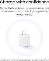 Vista 4 de SAMSUNG 25W Wall Charger Power Adapter with Cable, Super Fast Charging, Compact Design, Compatible with Galaxy and USB Type C Devices, White