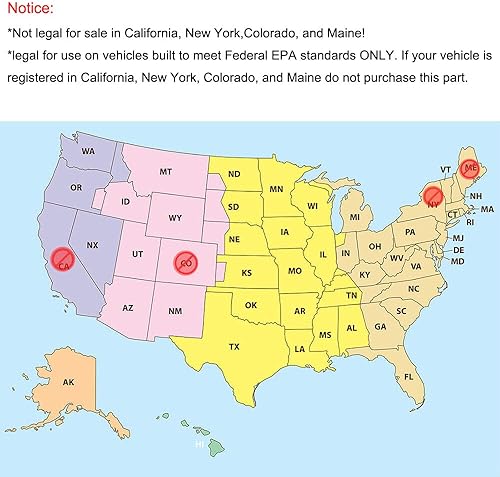 Miniatura 5 de Convertidor catalítico de salida de entrada de 2.5 pulgadas, convertidor catalítico frontal universal de alto caudal, reemplazo directo con puerto