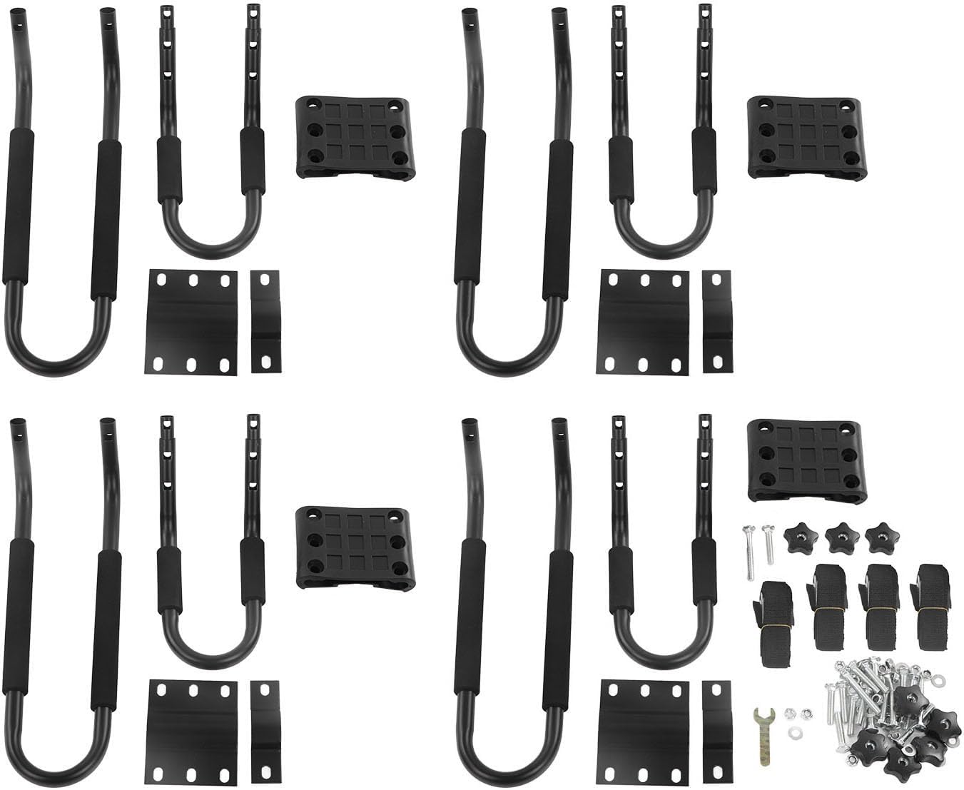 Respicefinem 2 Pair Kayak Roof Top Mount Rack J Bar Holder with 68KG 150LBS Load Capacity for Canoe Paddle Boards and Skiboard on SUV Truck or Car