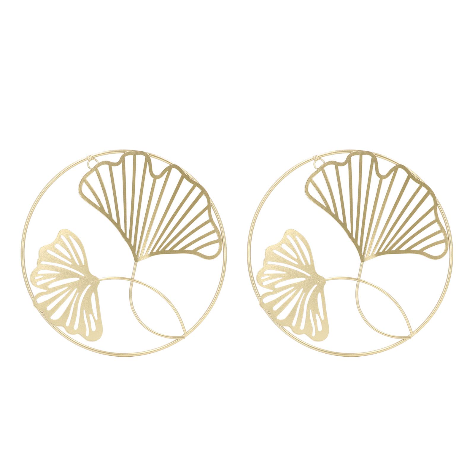 BORDSTRACT 2pcs Gold Wall Decor, Iron Art 3D Stereo Ginkgo Leaves Wall Sculpture for Sofa Background Entrance Dining Room Study