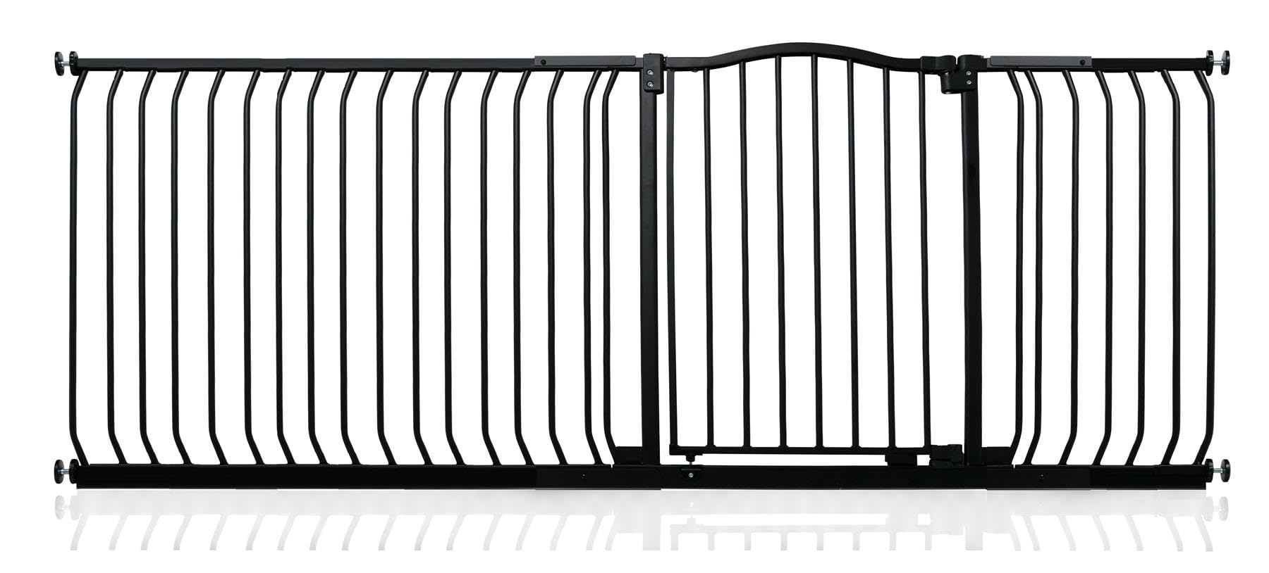Safetots Brama Bezpieczenstwa z Zaokraglonym Górnym Elementem, 207 cm - 216 cm, Matowa Czarna, Brama Naciskowa do Schodów, Brama Dla Dzieci do Drzwi, Bariera Bezpieczenstwa, Latwa Instalacja