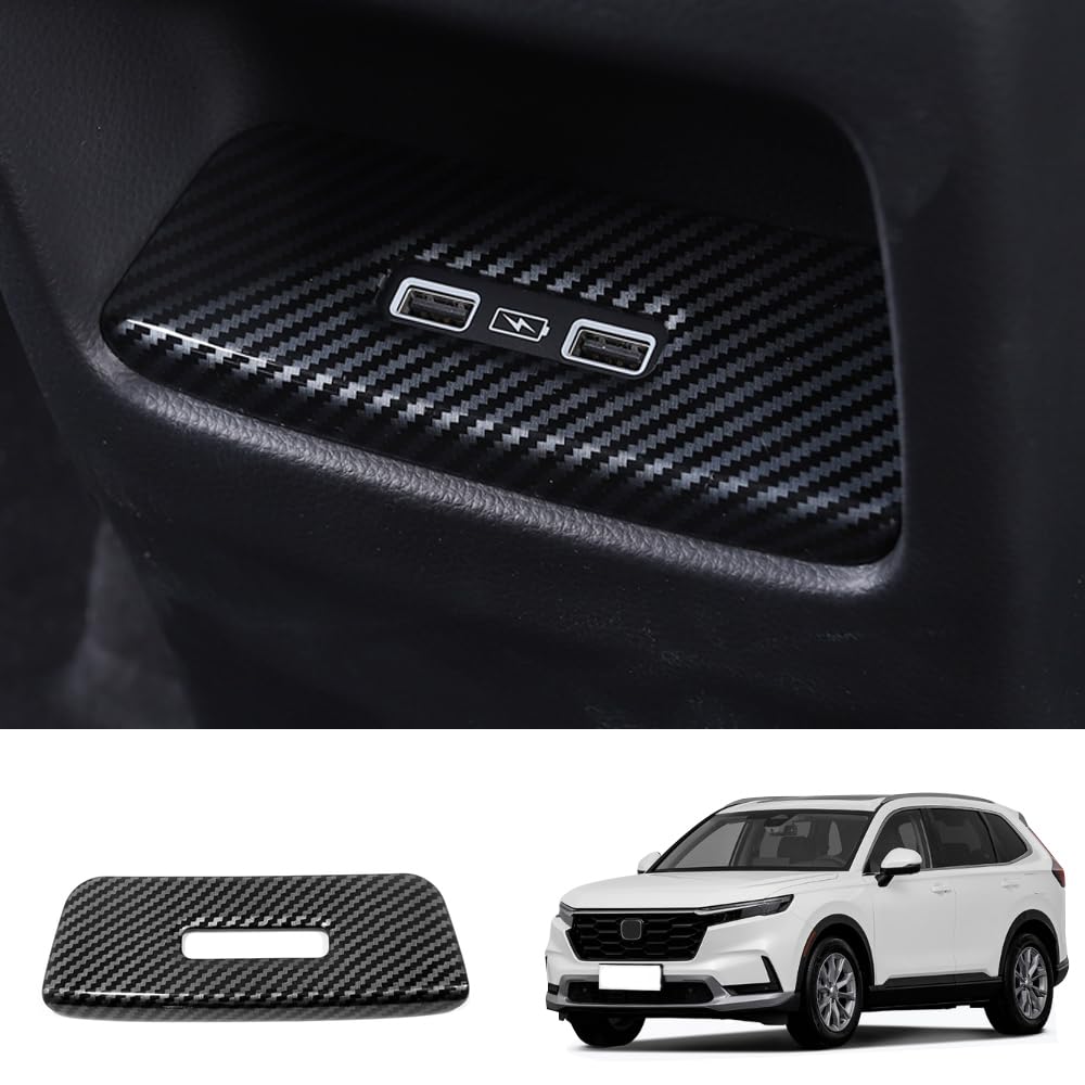 JIEOSDIN Car Accessories Interior Rear USB Strip Decorative Cover Trim Compatible with Honda CR-V CRV 2023 2024 2025 (Carbon Fiber Chrome) 1PCS ABS