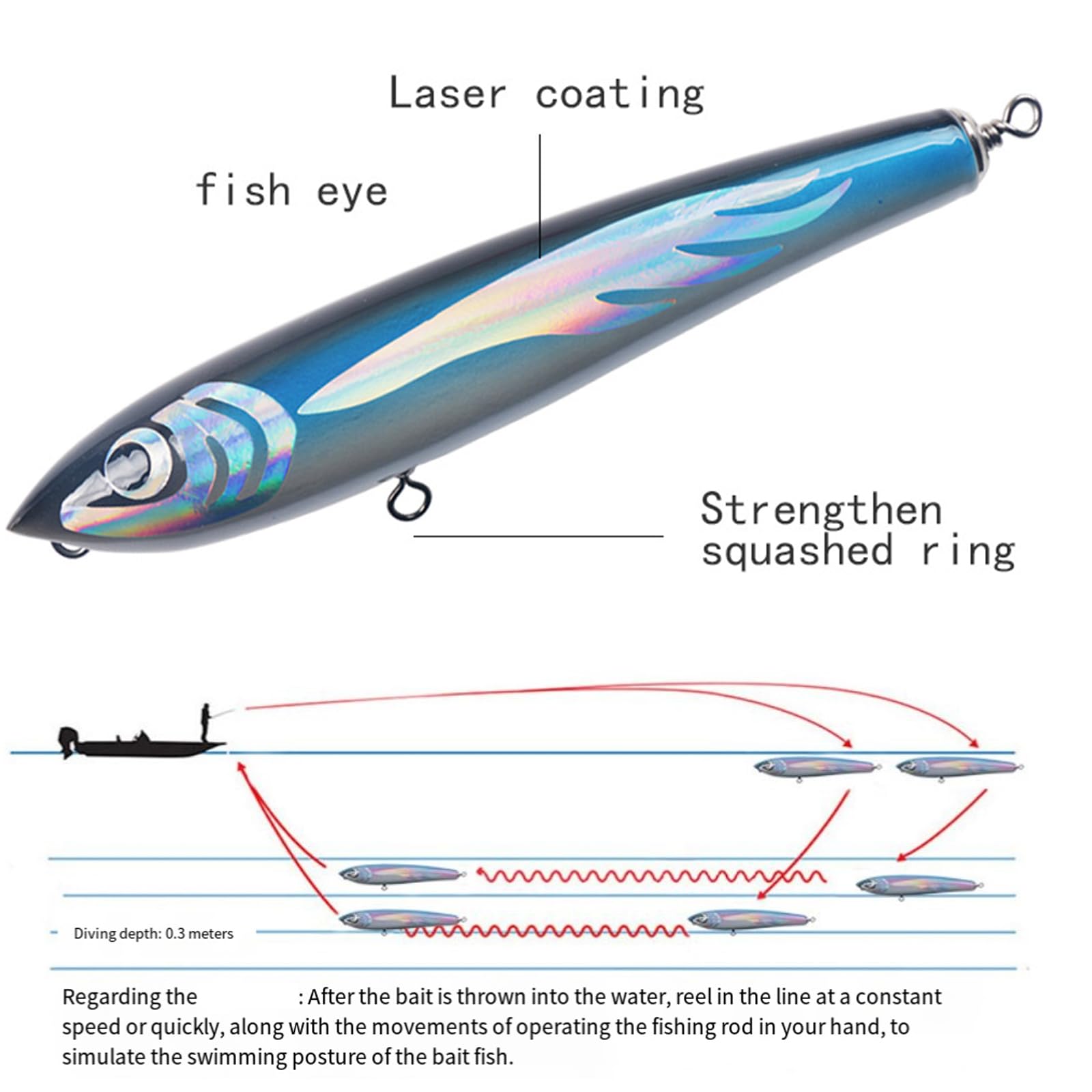 Angelköder für Salzwasserboote, Schleppköder für Salzwasser und Süßwasser, 3 Stück