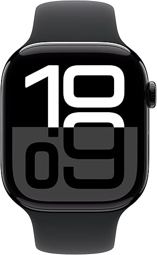 Apple Watch Series 10 (46mm GPS) Smart Watch with Jet Black Aluminum Case and Black Sport Strap (S/M) Fitness Tracker, ECG App, Retina Display Always On - 2