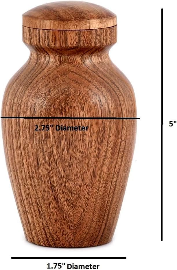 NIRMAN Acacia Wood Urns for Human Ashes - Beautiful Wood Urns for Adults (2.75" x 2.75" x 5") - Image 5