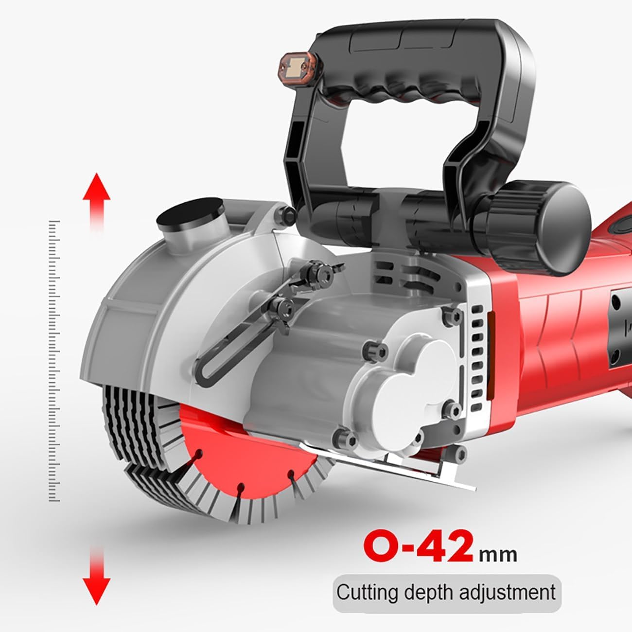 Macchina da taglio elettrica, 5500 W, velocità 6500 giri/min, profondità regolabile 0-42 mm, larghezza 40 mm, scanalatura rotante a 90° per scanalatura per calcestruzzo