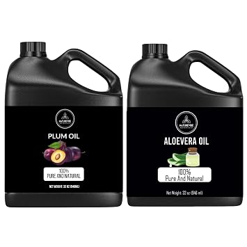 Naturevibe Botanicals Plum Oil 32oz and Aloevera Oil 32oz | Oil Combo