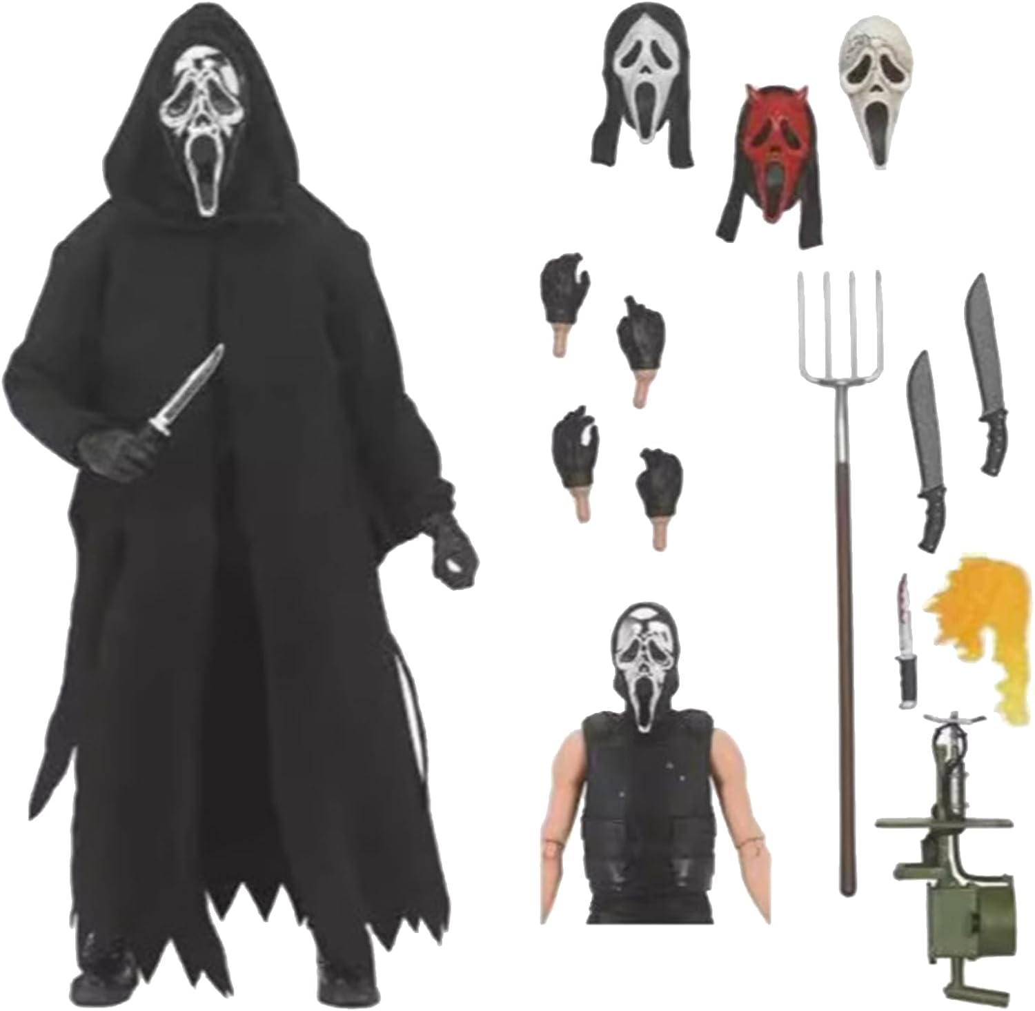 Ghostface Action Figure, 18cm Posable Horror Figurine with Accessorie, PVC Model Statue for Collectors, Home Décor Gifts
