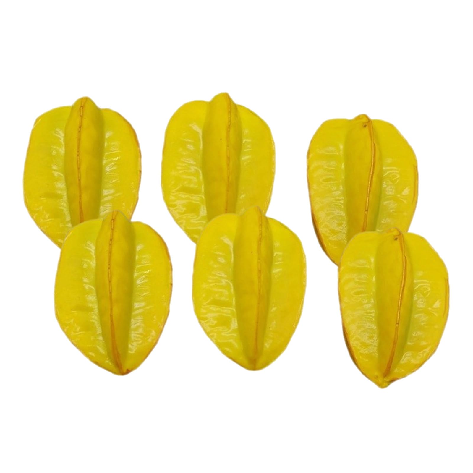 Kalttoy 6Pcs Realistic Artificial Carambola Simulation Starfruit Kitchen Fruit Decoration for Basket Display Home Decoration Realistic Fruit