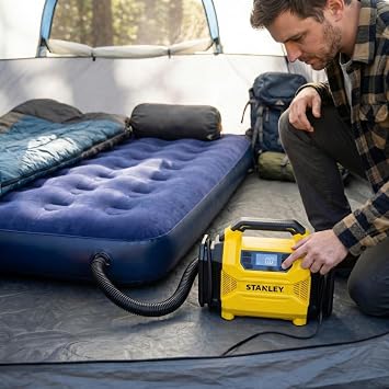 Stanley SXIF3501 Dijital Lastik Şişirme Pompası, 12V/220V, 150 PSI, LED Lambalı, Siyah