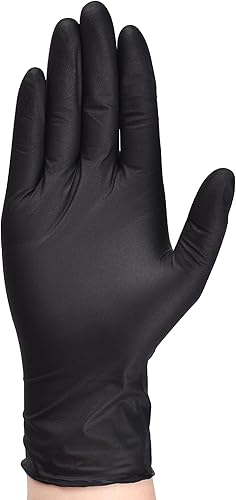 Miniatura 2 de TITANflex Guantes desechables de nitrilo negros de alta resistencia, caja de 100 unidades, 6 mil, totalmente texturizados, sin polvo, sin látex, no