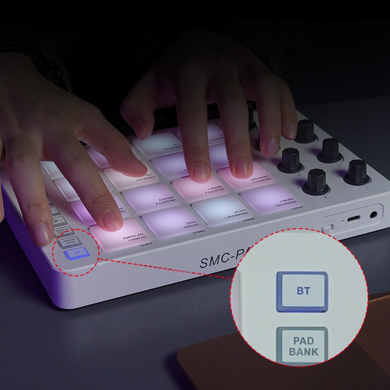 Pratica Tastiera Controller USB con 16 Pad Batteria retroilluminati Display LED, Tastiera Professionale 8 manopole Produzione Musicale