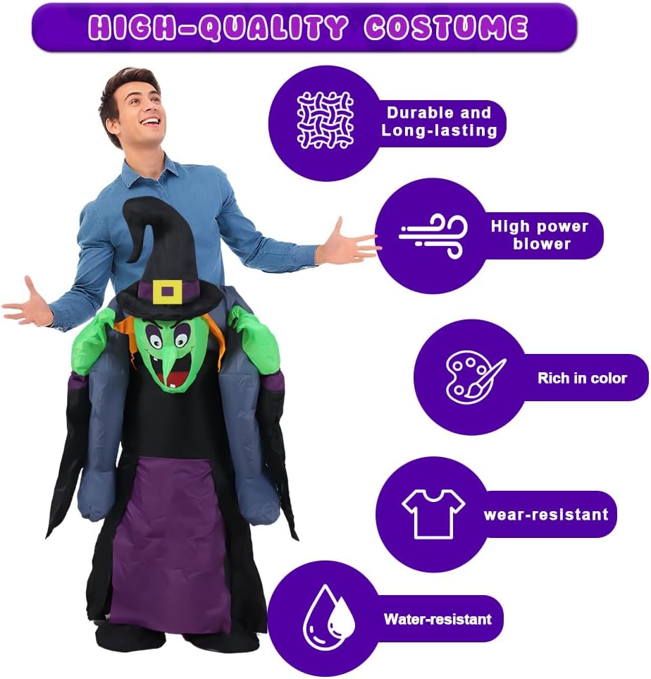 Inflatable Costume Adult, Blow Up Wizard Witch Costume Women Men, Scary Party Halloween Costumes - Image 4