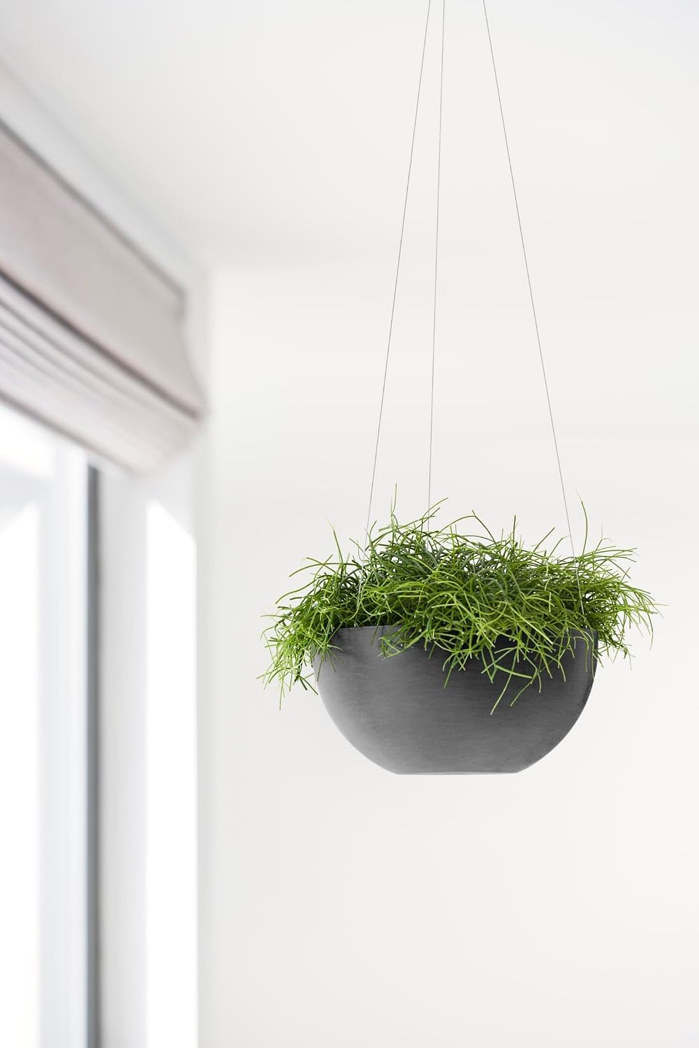 Ecopots Hanging Brussels Durable Modern Round Indoor/Outdoor Recycled-Based Composite Flower Pot Planter, Pure White, 10.5"