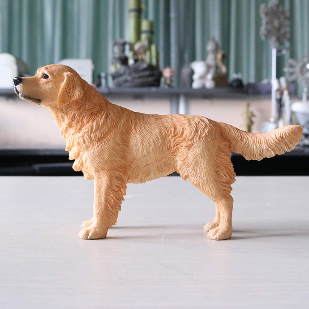 YNIYUJKL Centerpiece Tabletop For Gift Figurine Animal Statue Ornaments,Golden Retriever Standing Posture Simulation Dog Model Resin Car Craft?Standing Posture?Golden Brown