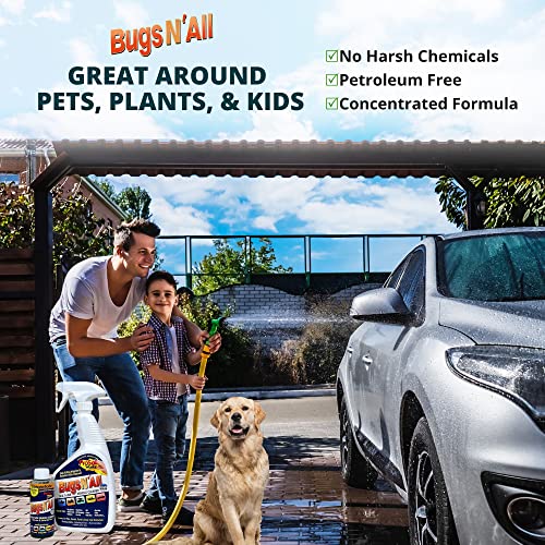 Prosol Works Bugs N' All Bug And Tar Remover For All Vehicles - Multi Surface Cleaner Spray Concentrate 4 Oz W/ Empty Cleaning Spray 32 Oz - Interior & Exterior Car Cleaner Car Detailing Solution #TOP6