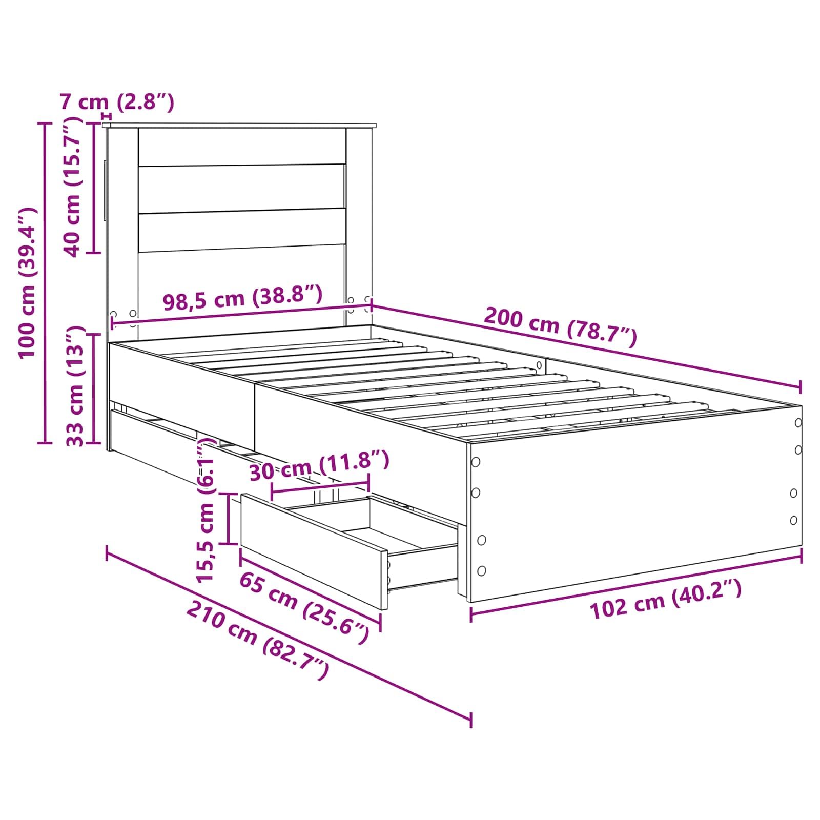 vidaXL Struttura del letto Bianco 100 x 200 cm Legno Ingegnerizzato