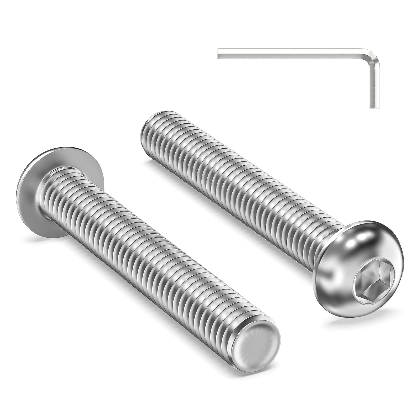 Valorada 30Pcs M6 Bolts, M6 x 40mm Button Head Socket Cap Bolts Screws, 304 Stainless Steel, Allen Hex Drive, Bright Finish, Fully Machine Thread with Allen Key