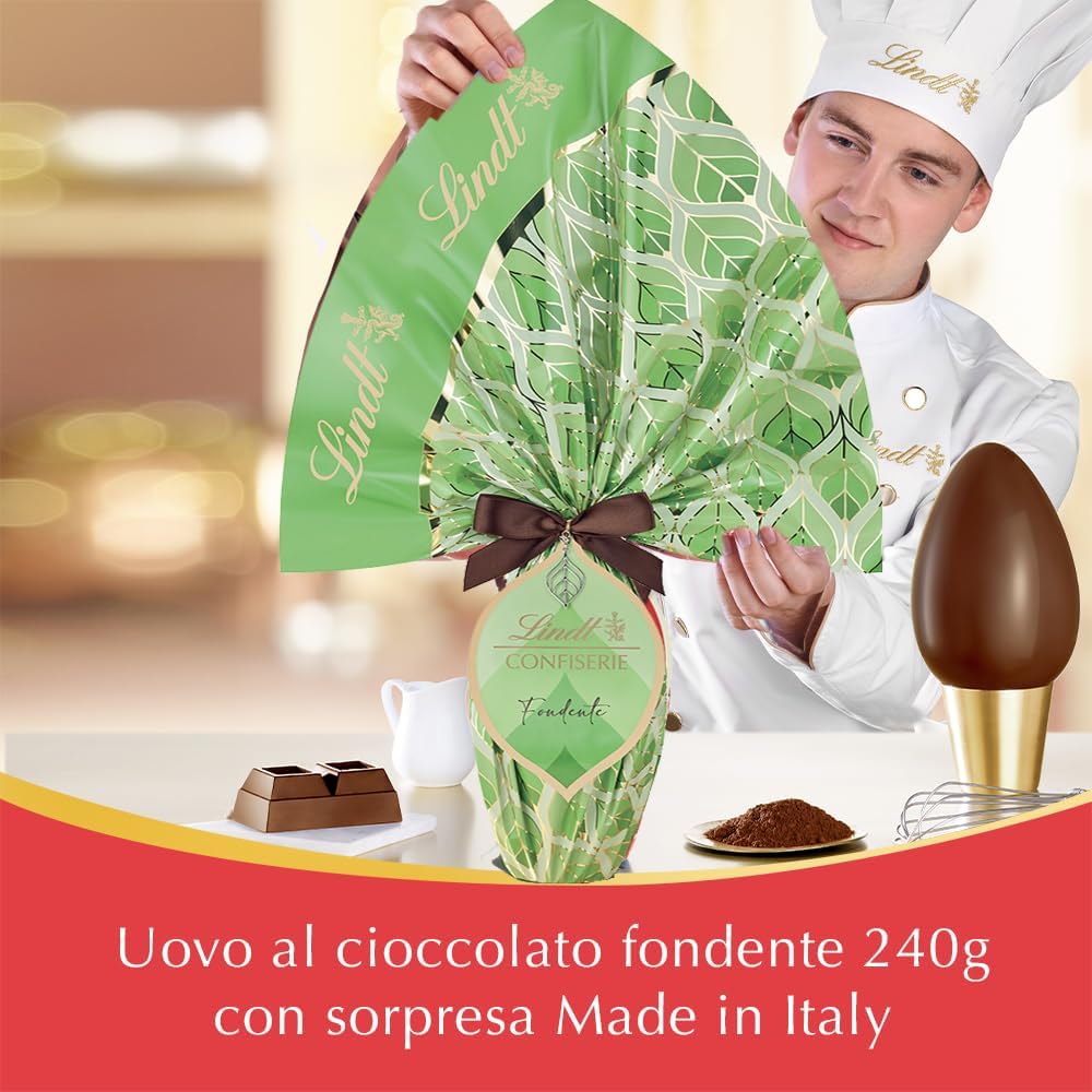 Lindt Uova di Pasqua Cioccolato Fondente, Uovo al Cioccolato Fondente con Sorpresa, 240g - Immagine 2