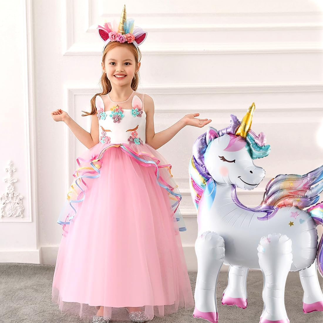 Unicorn Foil Balloon, 3D Unicorn Foil Balloon, Standing Unicorn Balloons, Unicorn Balloons with Legs, XXL Unicorn Helium Balloon, Unicorn Decoration for Children Birthday Party Girls