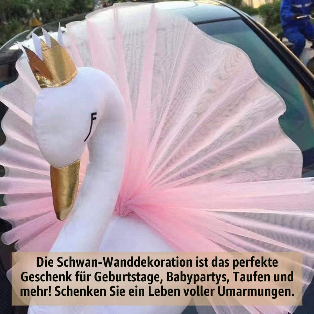 3D Krone Schwan Kopf Wandkunst Hängen, Schwan Dekorationen für Mädchen Wand Schlafzimmer, 3D Swan Wandkunst 3D Gaze gekleidet Gefüllte Tier Spielzeug Wandmontiert Für Kinderzimmer Dekoration 40x54cm