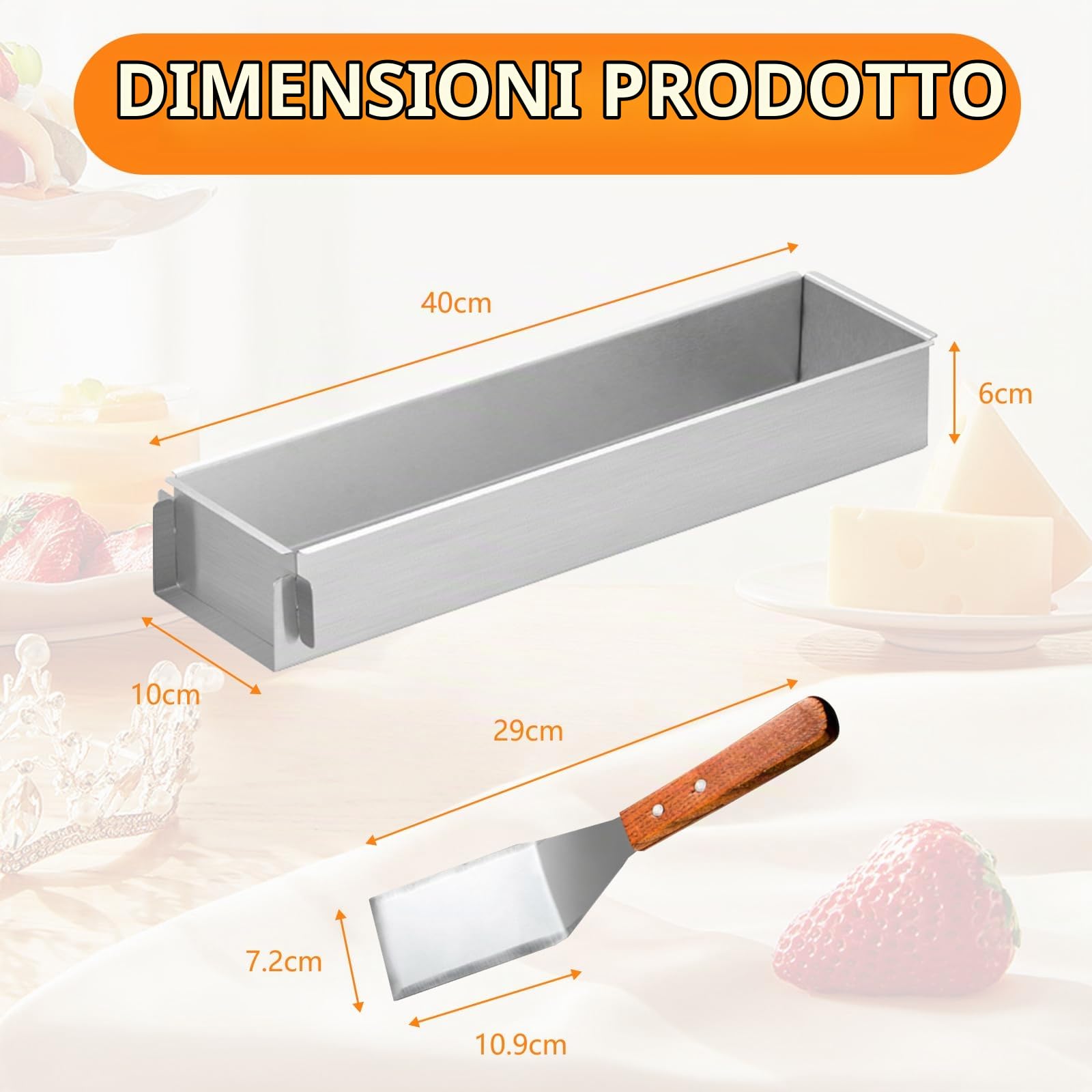 2 Pezzi Teglia Forno Rettangolare, Stampo Torta Regolabile, Teglia Antiaderente per Tiramisù con Parte Laterale Rimovibile, Teglie da Forno di Alluminio per Torta, Mousse, Pane e Tiramisù (40cm)