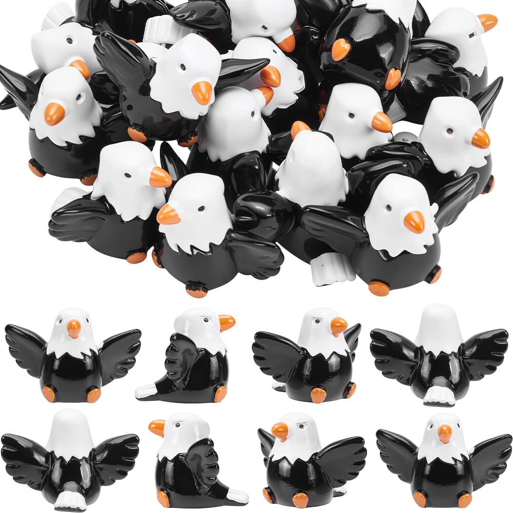 20Pcs Small Bald Eagle Statue Small Patriotic Figurines Resin Miniature Wildlife American Bird Sculpture Statue Ornaments for Independence Home Outdoor Garden Landscape Dollhouse DIY Decor