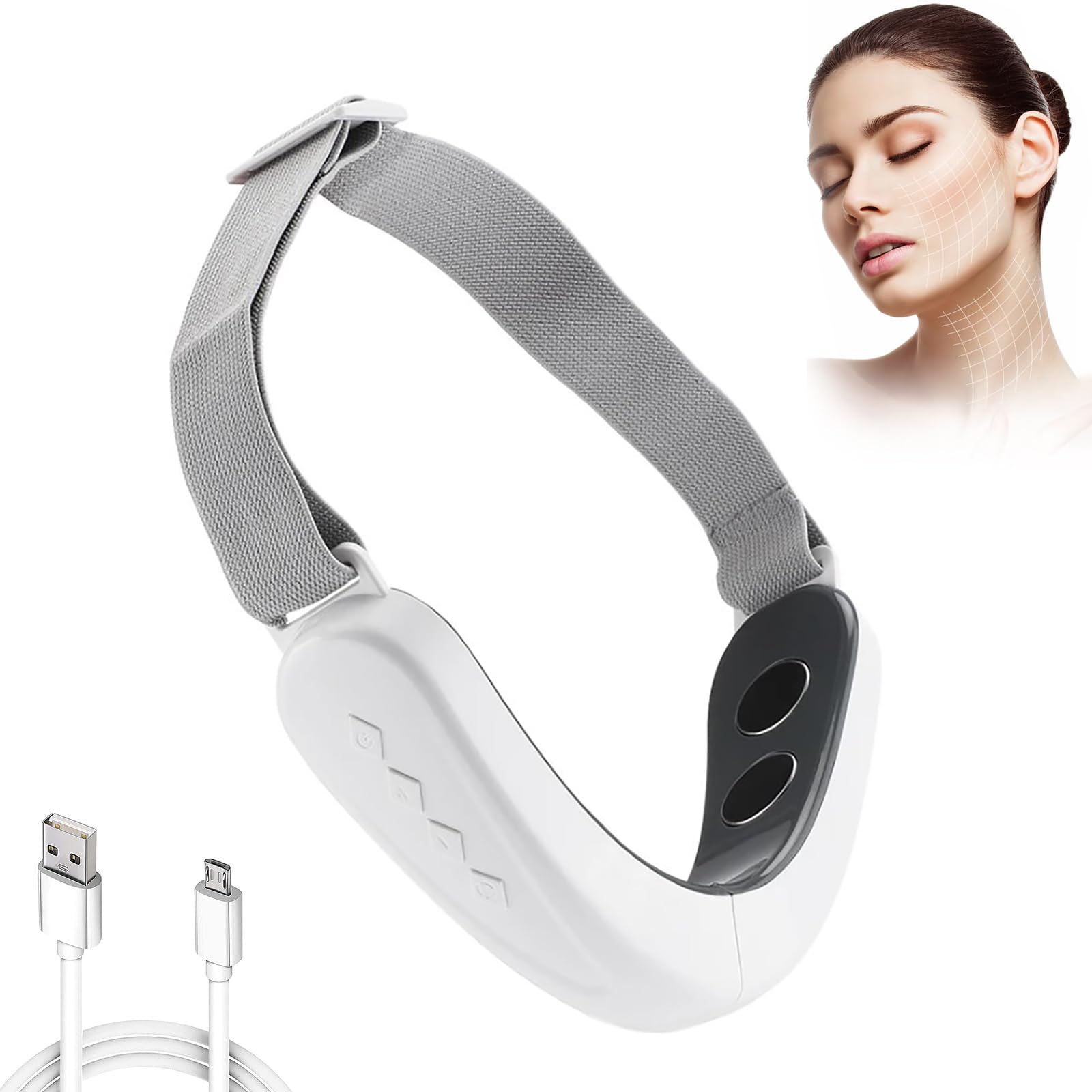iksvmsis Reductor De Papada Masajeador Facial Electrico, Maquina De Estiramiento Facial, Reductor De Papada Lifting V-Face, Máquina Facial En V Eléctrica Reductor De Mentón Doble